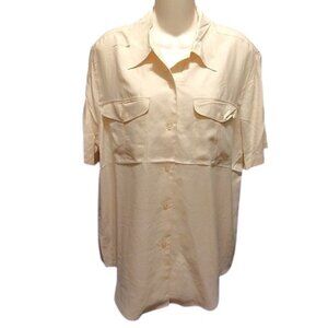 Edward Woman Beige Silk Camp Shirt Sz 1X